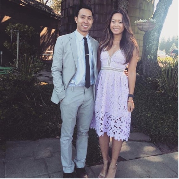 AQUA • Emma Lavender/Lilac Lace Midi Dress - Picture 5 of 10